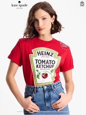 kate spade x Heinz Red Tomato Ketchup Graphic Tee NWOT New Small